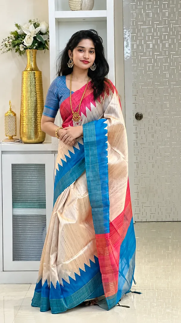 Blue_Tussar_Silk_Digital_Print_Saree_For_Women