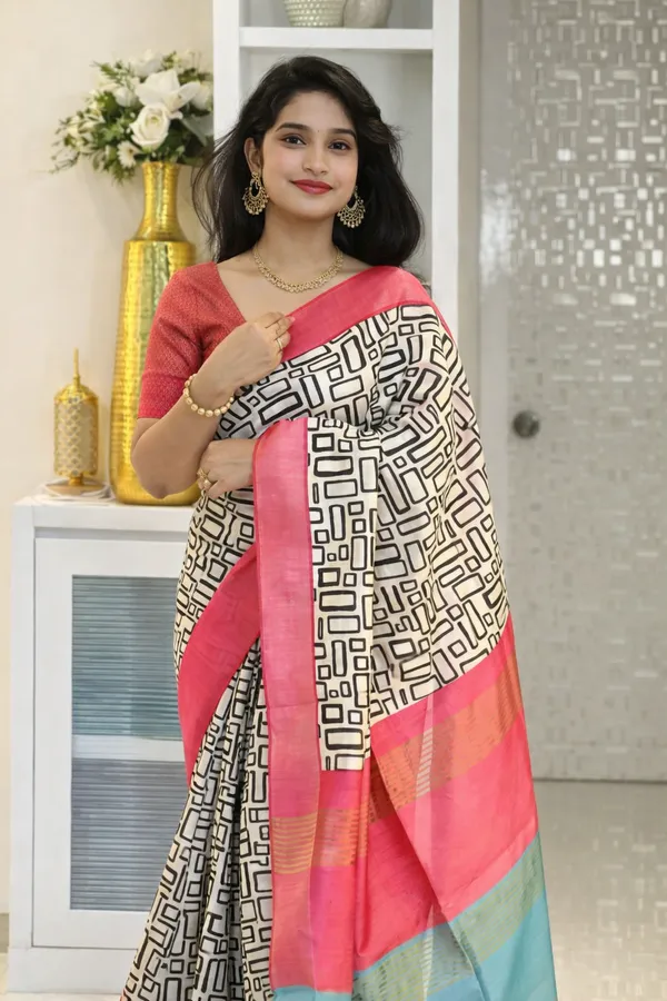 Pink_Tussar_Silk_Digital_Print_Saree_For_Women