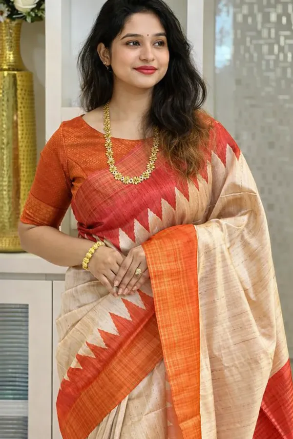 Orange_Tussar_Silk_Digital_Print_Saree_For_Women
