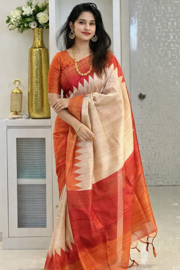 Orange_Tussar_Silk_Digital_Print_Saree_For_Women