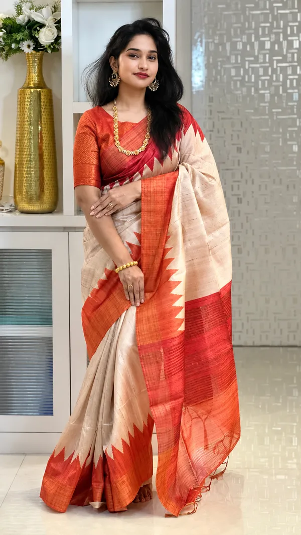 Orange_Tussar_Silk_Digital_Print_Saree_For_Women