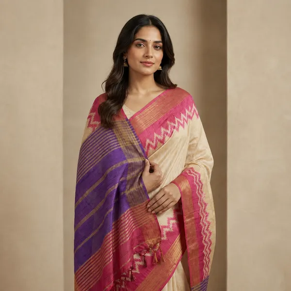 Multicolor_Tussar_Silk_Digital_Print_Saree_For_Women