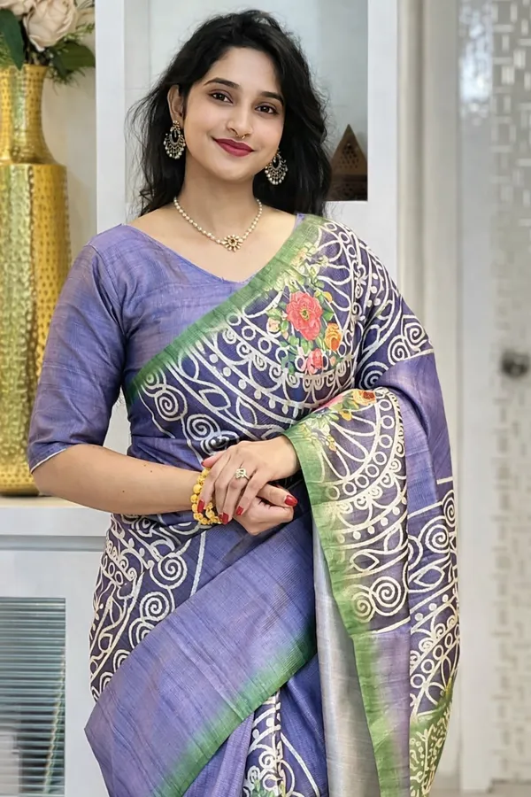 Purple_Tussar_Silk_Digital_Print_Saree_For_Women