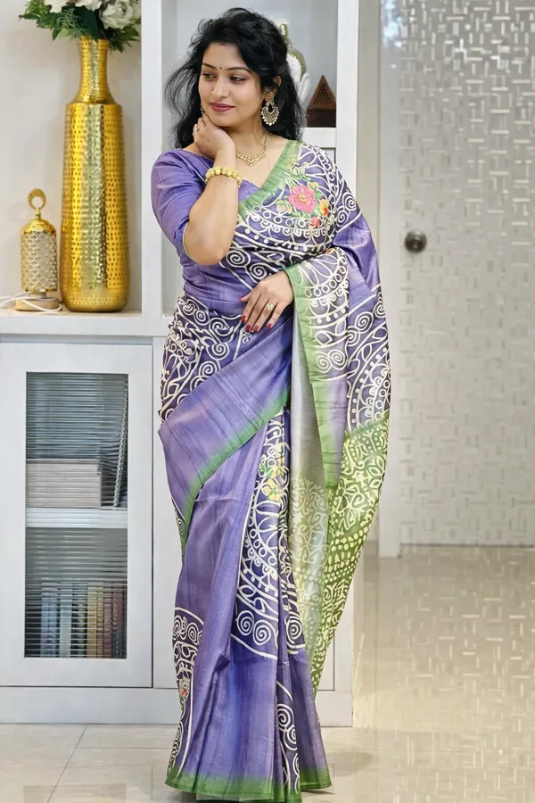Purple_Tussar_Silk_Digital_Print_Saree_For_Women