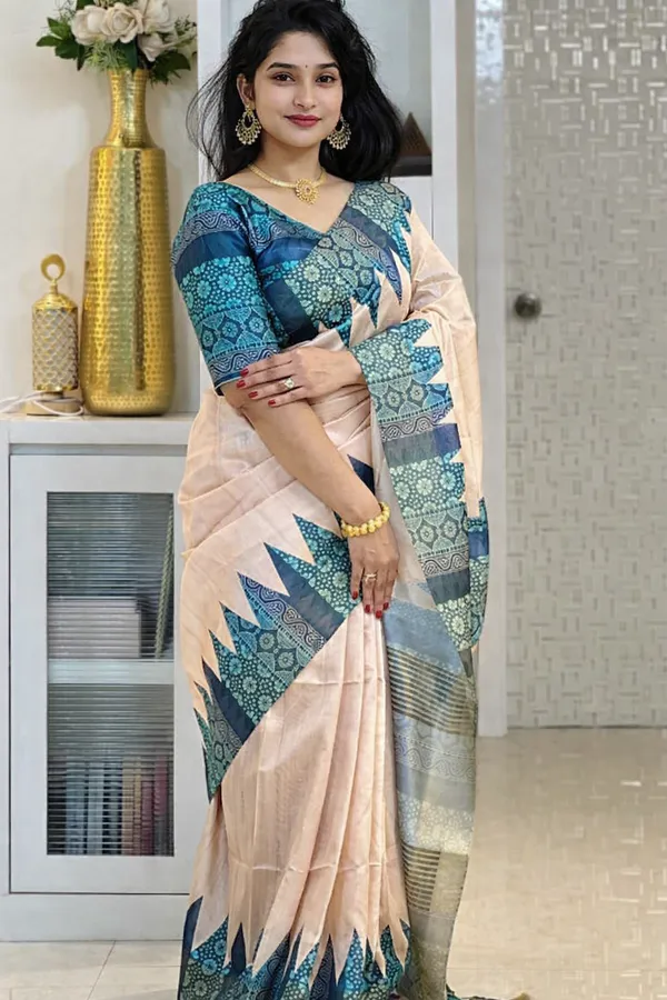 Blue_Tussar_Silk_Digital_Print_Saree_For_Women