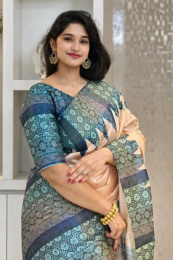 Blue_Tussar_Silk_Digital_Print_Saree_For_Women