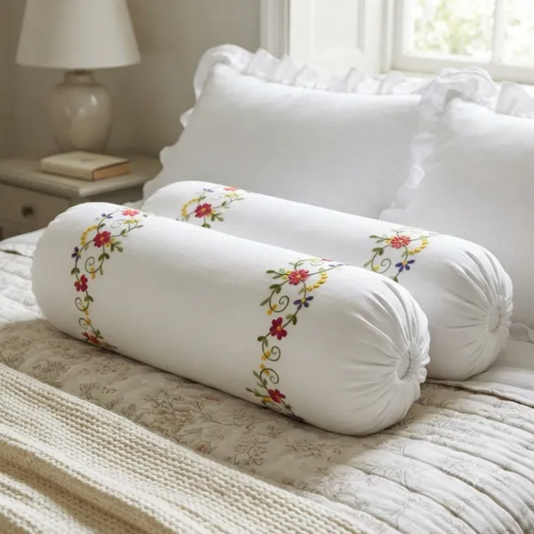 Pack_Of_2_White_Cotton_Embroidered_Pink_Scarlet_Bolster_Cover