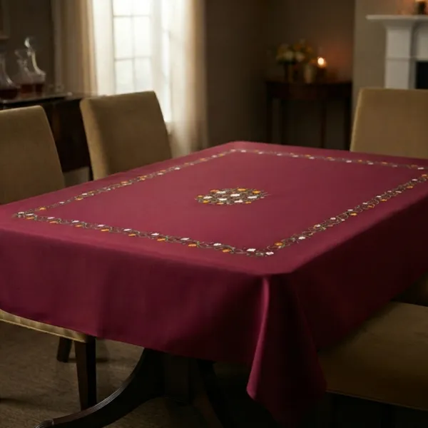 4_Seater_Maroon_Cotton_Embroidered_Avadh_Heritage_Table_Cloth