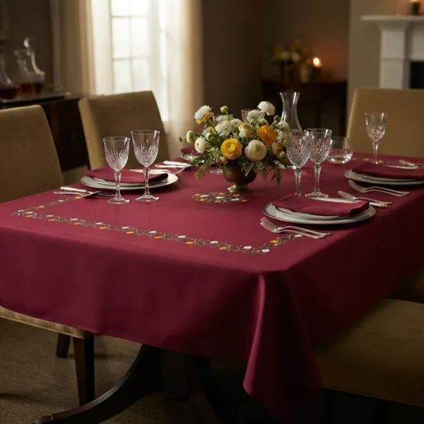 4_Seater_Maroon_Cotton_Embroidered_Avadh_Heritage_Table_Cloth