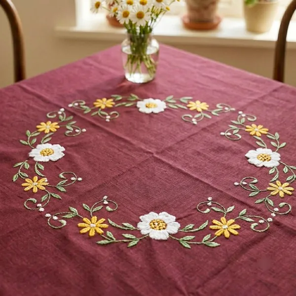 2_Seater_Maroon_Cotton_Embroidered_Majesty_Table_Cloth
