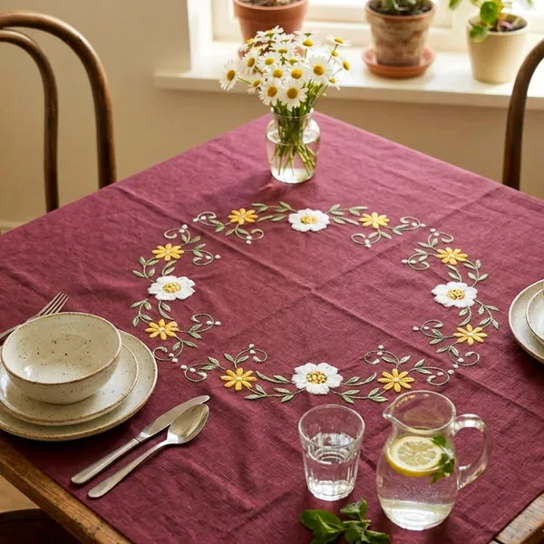 2_Seater_Maroon_Cotton_Embroidered_Majesty_Table_Cloth