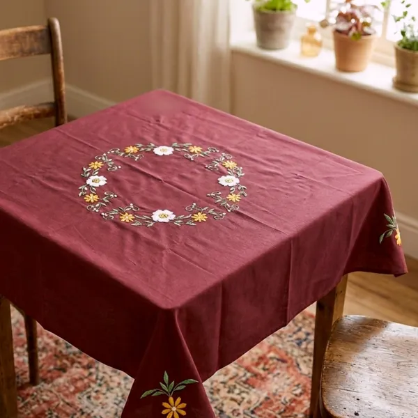 2_Seater_Maroon_Cotton_Embroidered_Majesty_Table_Cloth
