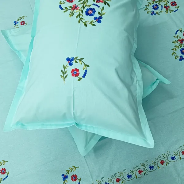Pack_Of_1_Sea_Green_Cotton_Embroidered_Sobuj_Bedsheet_Double_Bed