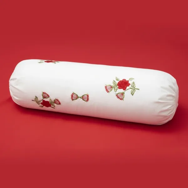 Pack_Of_1_White_Cotton_Embroidered_Red_Rose_Bolster_Cover