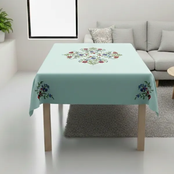 4_Seater_Sea_Green_Cotton_Embroidered_Table_Cloth