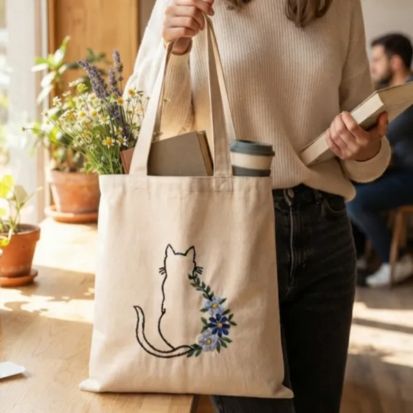 Cute_Kitty_Embroidered_Casual_Tote_Bag