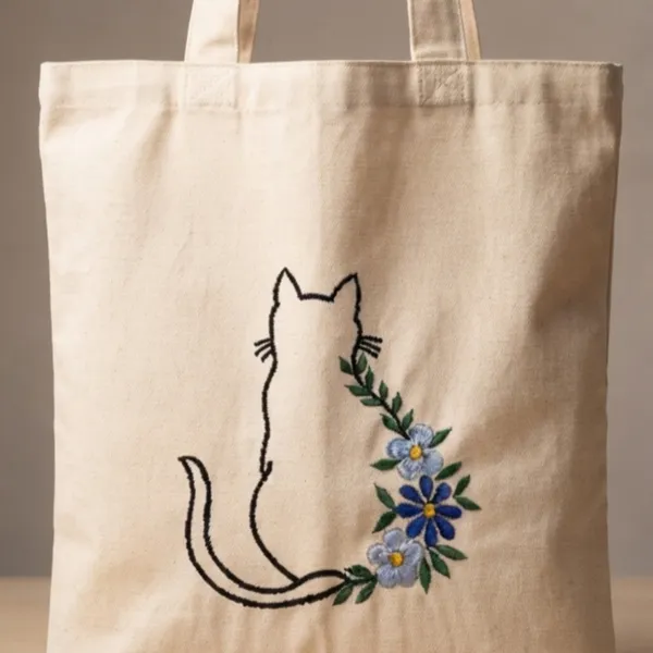 Cute_Kitty_Embroidered_Casual_Tote_Bag