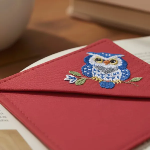 Pack_Of_1_Red_Cotton_Embroidered_Owl_Bookmark_Bookmark