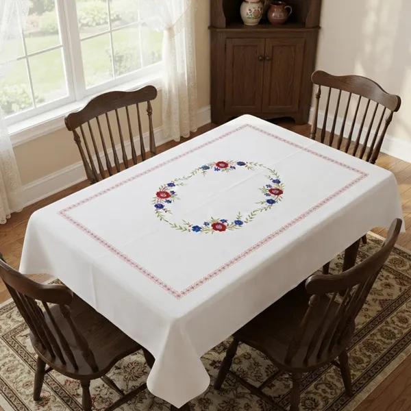 4_Seater_White_Cotton_Embroidered_Gehna_Table_Cloth