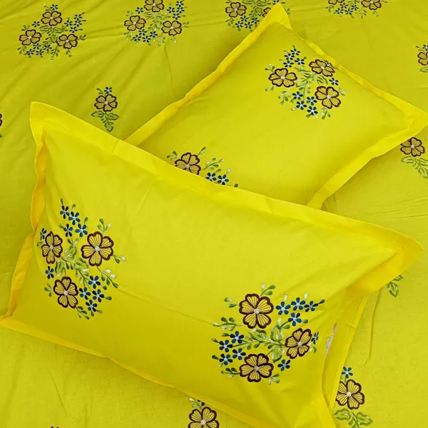 Pack_Of_1_Yellow_Cotton_Embroidered_Meetha_Zard_Bedsheet_Double_Bed
