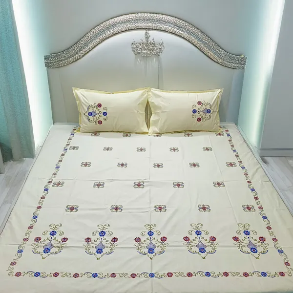 Pack_Of_1_Cream_Cotton_Embroidered_Mehek_Bedsheet_Double_Bed