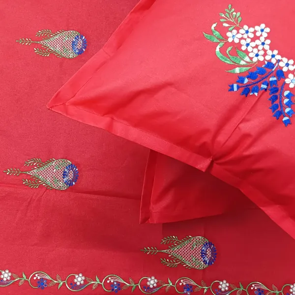 Pack_Of_1_Red_Cotton_Embroidered_Gulnaar_Bedsheet_Double_Bed