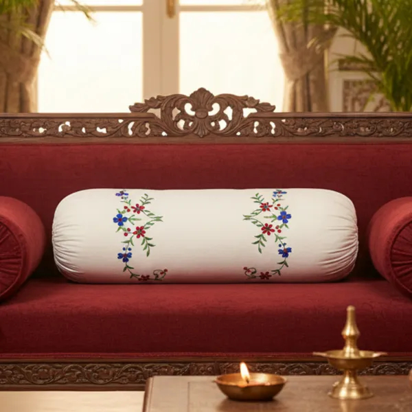 Pack_Of_1_White_Cotton_Embroidered_Green_Scarlet_Bolster_Cover