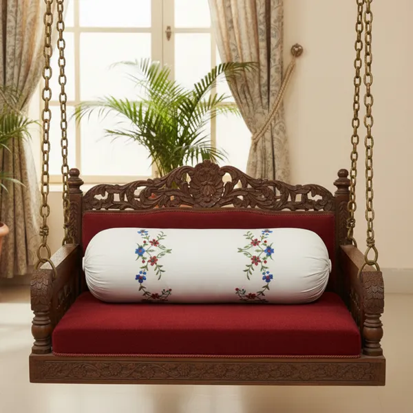 Pack_Of_1_White_Cotton_Embroidered_Green_Scarlet_Bolster_Cover