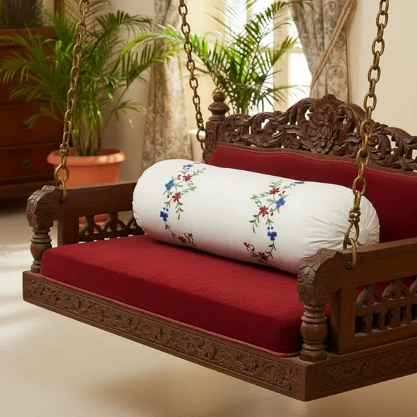 Pack_Of_1_White_Cotton_Embroidered_Green_Scarlet_Bolster_Cover