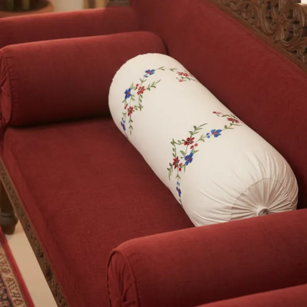 Pack_Of_1_White_Cotton_Embroidered_Green_Scarlet_Bolster_Cover