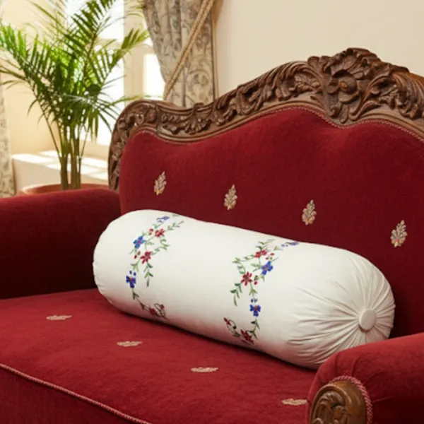 Pack_Of_1_White_Cotton_Embroidered_Green_Scarlet_Bolster_Cover
