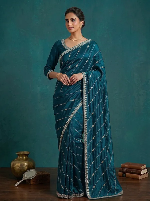 Metallic_Crushed_Silk_Saree