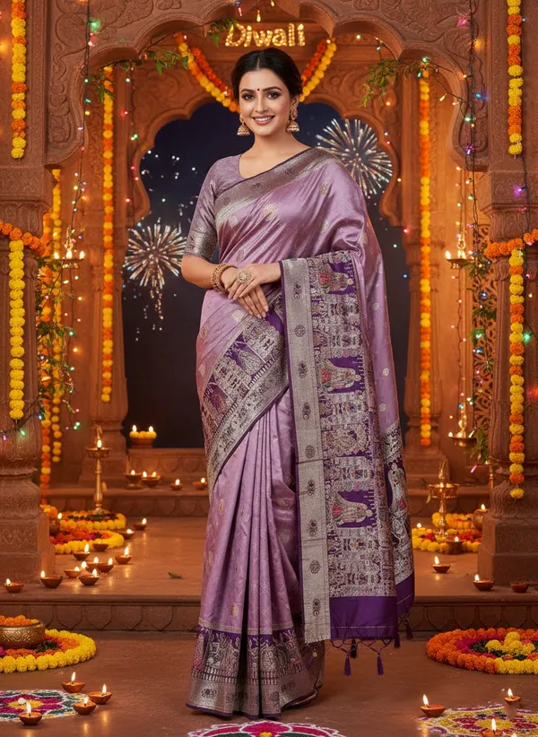 Festive_Lilac_Silk_Saree