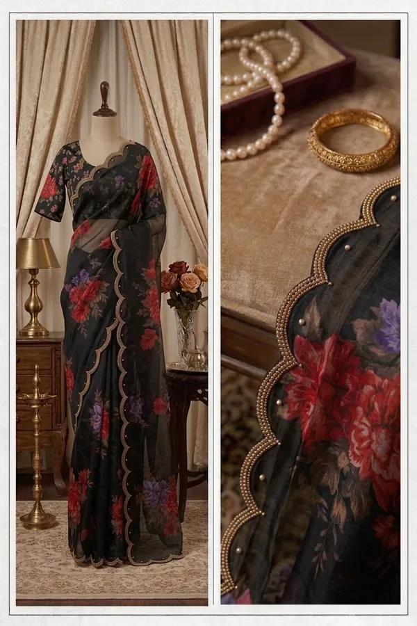 Midnight_Black_Handcrafted_Georgette_Saree