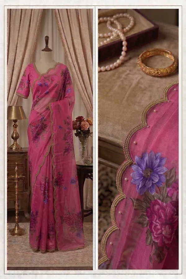 Rani_Pink_Handcrafted_Georgette_Saree