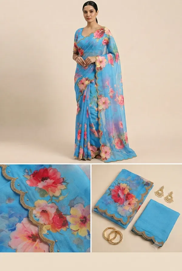 Sky_Blue_Handcrafted_Georgette_Saree