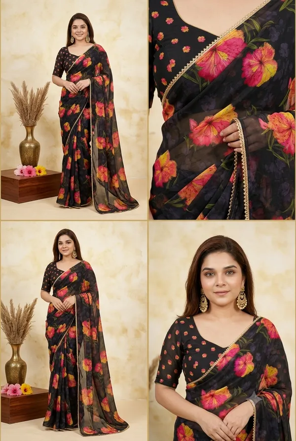 Obsidian_Black_Handcrafted_Georgette_Saree