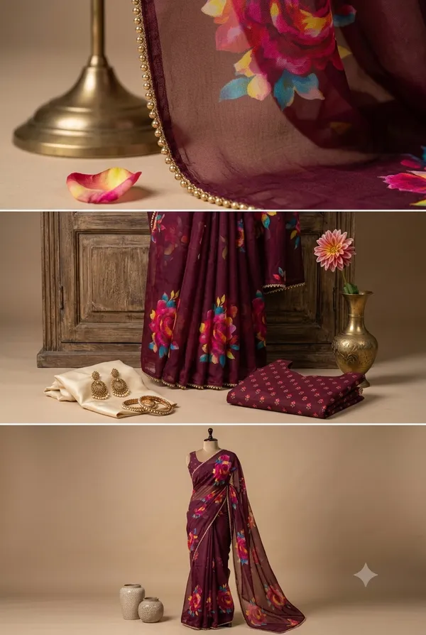 Deep_Wine_Floral_Georgette_Saree