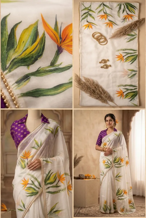 Ivory_Bird_of_Paradise_Georgette_Saree