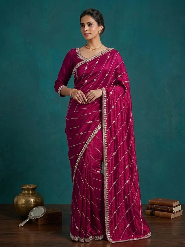 Metallic_Crushed_Silk_Saree