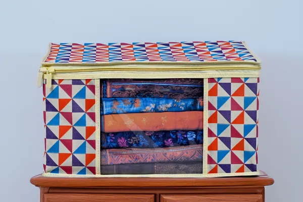 Multipurpose_Foldable_Clothes_&_Saree_Storage_Organizer_With_Front_Window_|_Geometric_Printed_Garment_Storage_Bag_For_Wardrobe_Saree_Cover_Storage_Box_For_Clothes_With_Premium_Quality_Non_Woven_Combo_Offer_Saree_Organizer_For_Wardrobe/Organizers_For_Clothes/Saree_Cover_(Pack_Of_12)