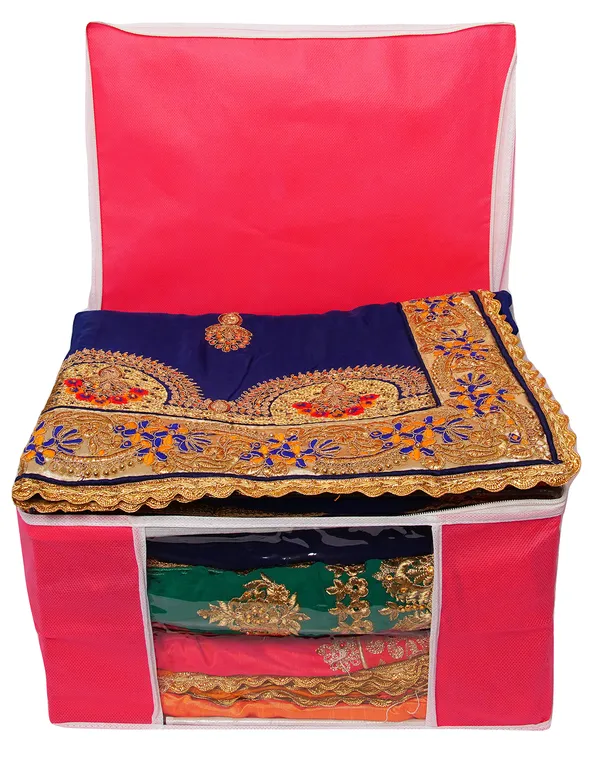 Premium_Clothes_Storage_Bag_With_Clear_Window_&_Zipper_|_Foldable_Wardrobe_Organizer_For_Saree,_Blanket_&_Bedding_(Pack_Of_12)