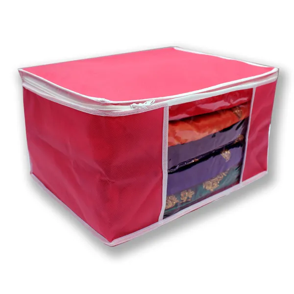 Premium_Clothes_Storage_Bag_With_Clear_Window_&_Zipper_|_Foldable_Wardrobe_Organizer_For_Saree,_Blanket_&_Bedding_(Pack_Of_12)