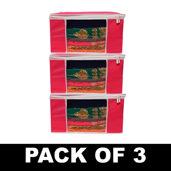 Premium_Clothes_Storage_Bag_With_Clear_Window_&_Zipper_|_Foldable_Wardrobe_Organizer_For_Saree,_Blanket_&_Bedding_(Pack_Of_3)