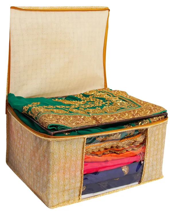 Foldable_Clothes_Storage_Bag_With_Zipper_&_Transparent_Window_|_Large_Capacity_Blanket_Organizer_|_Dustproof_Wardrobe_Storage_Box_For_Clothes,_Sarees_&_Bedding_(Pack_Of_12)