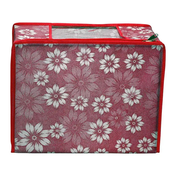 Multipurpose_Foldable_Clothes_Storage_Organizer_With_Front_Window_|_Floral_Print_Blanket,_Saree_&_Garment_Storage_Bag_For_Wardrobe_(Pack_Of_6)