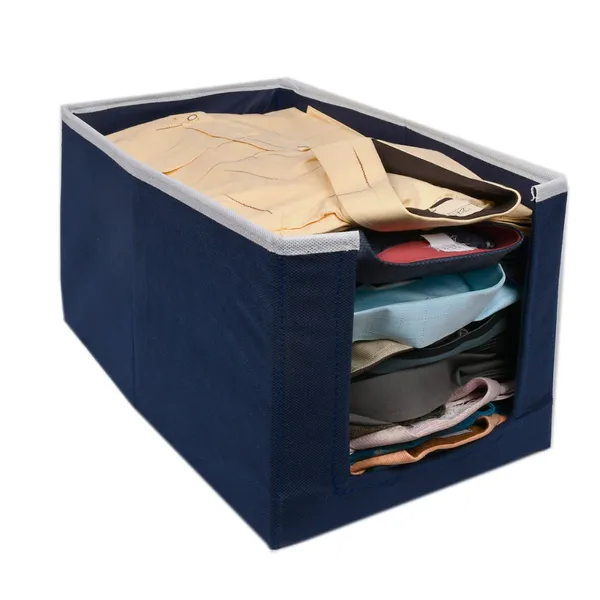 Wardrobe_Clothes_Storage_Box_With_Front_Window_|_Foldable_Garment_Organizer_For_Dresses,_Kurtis_&_Kids_Clothes_|_Non-Woven_Hardboard_Storage_Bin_20L_(Navy_Blue)