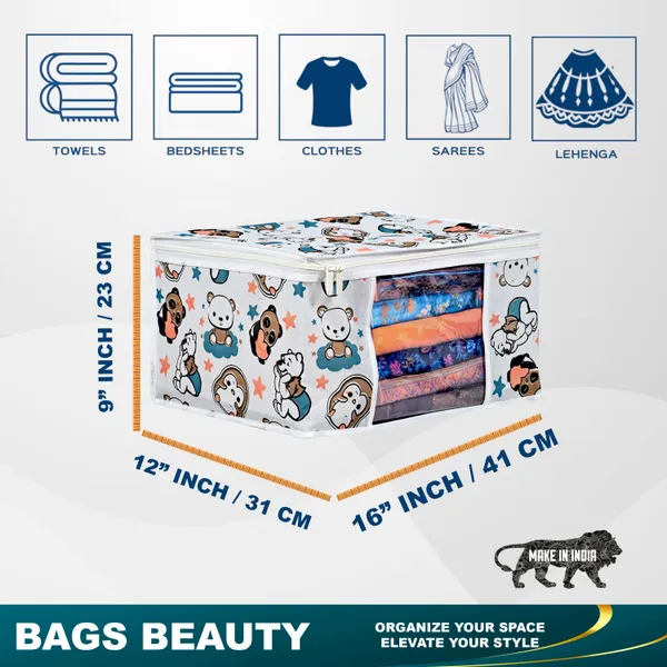 Multipurpose_Foldable_Clothes_Storage_Organizer_With_Front_Window_|_Cartoon_Print_Garment,_Blanket_&_Saree_Storage_Bag_For_Wardrobe_|_Saree_Cover_Storage_Box_For_Clothes_With_Premium_Quality_Non_Woven_Combo_Offer_Saree_Organizer_For_Wardrobe/Organizers_For_Clothes/Saree_Cover_|_(Pack_Of_6)