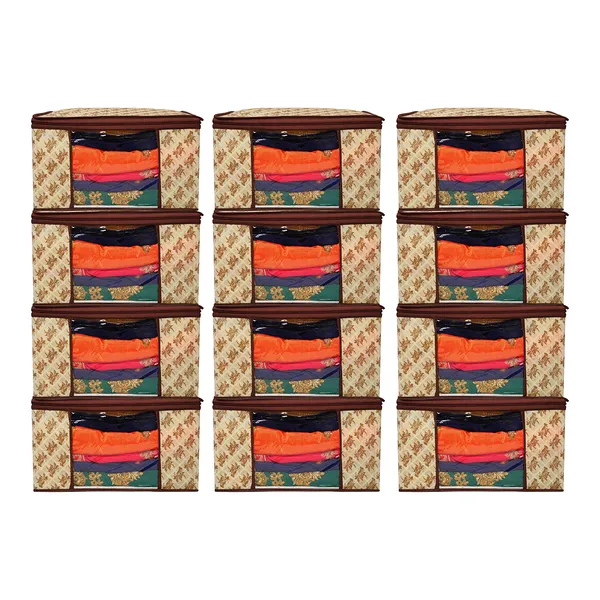 Premium_Printed_Clothes_Storage_Bag_With_Clear_Window_&_Zipper_|_Foldable_Wardrobe_Organizer_For_Saree,_Blanket_&_Bedding_|_Saree_Cover_Storage_Box_For_Clothes_With_Premium_Quality_Non_Woven_Combo_Offer_Saree_Organizer_For_Wardrobe/Organizers_For_Clothes/Saree_Cover_|_Foldable_Premium_Print_Saree_Cover_Set_|_Foldable_Saree_Clothes_Storage_Bag_Wardrobe_(Pack_Of_12)