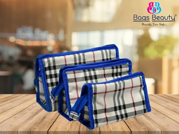 Ladies_Blue_Check_Pattern_Hand_Wallet_Set_-_3_Size_Zipper_Pouch_Combo_|_Multi_Pocket_Travel_Wallet_Organizer_For_Makeup,_Cosmetics_&_Essentials_|_Multi_Pocket_Cosmetic_Organizer_Wallet_For_Travel_&_Daily_Use